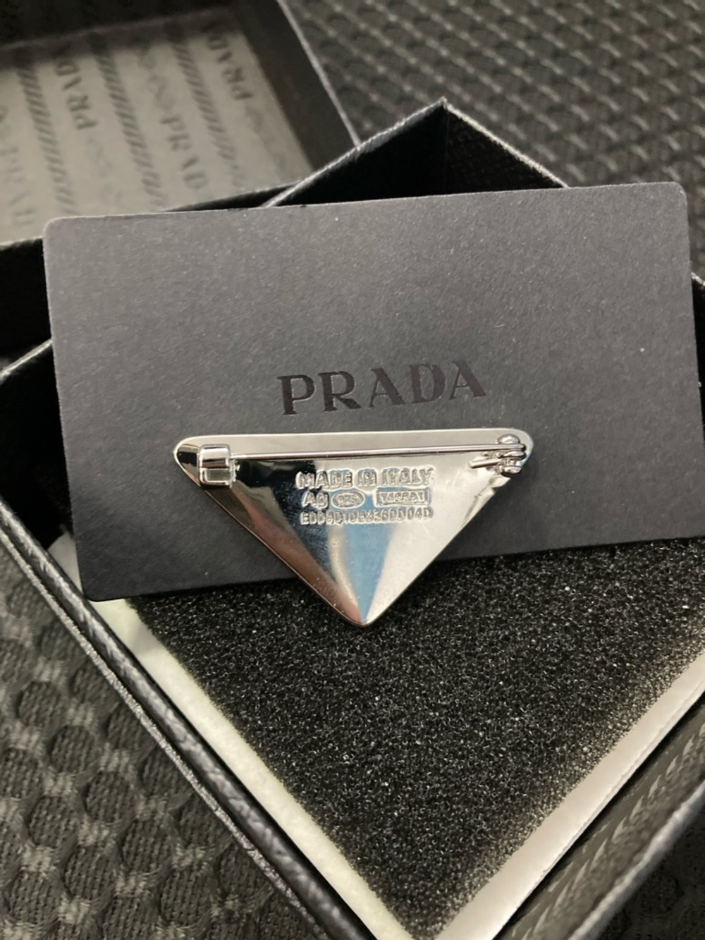 Authentic Prada White Triangle Logo Cuff Link with Black Trim - Picture 3 of 4
